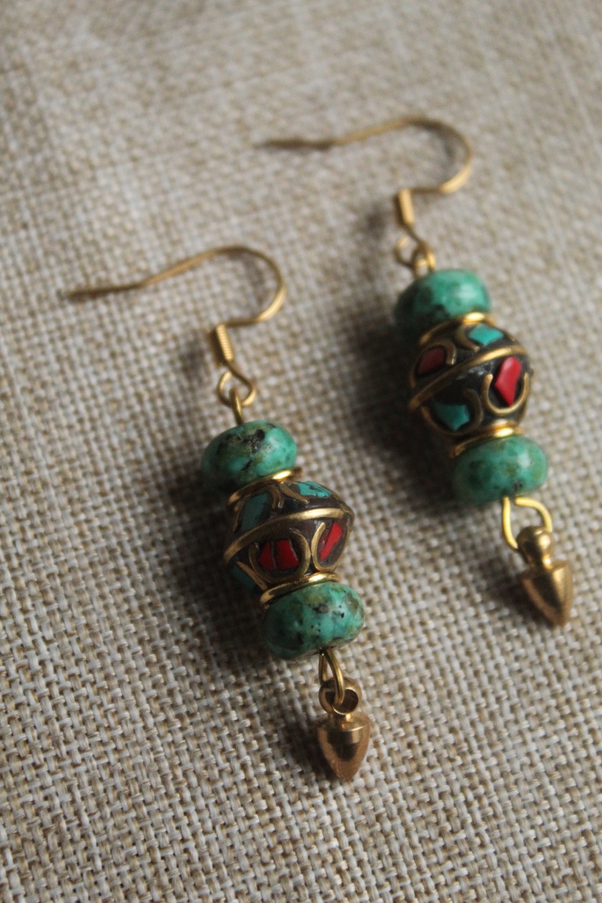 Kenza || Turquoise and Gold Earrings