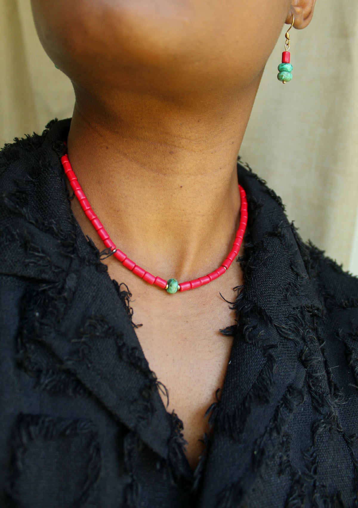 Jawhara || Red Beaded Necklace