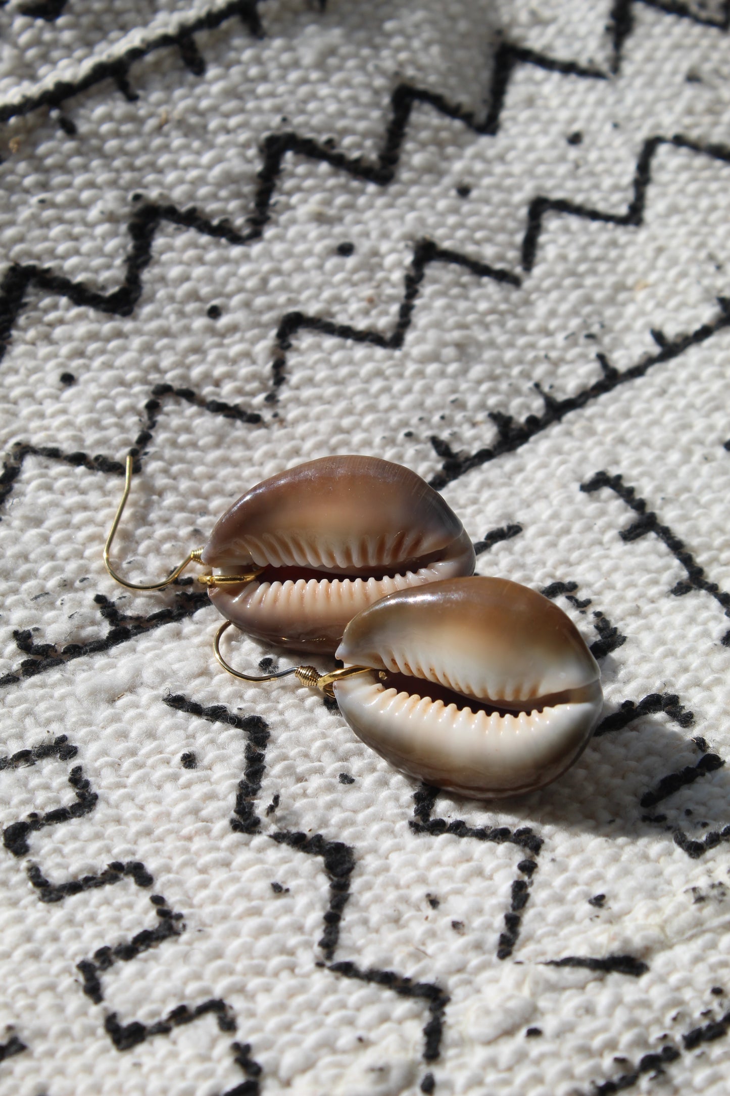 Omari || Brown Cowrie Shell Earrings