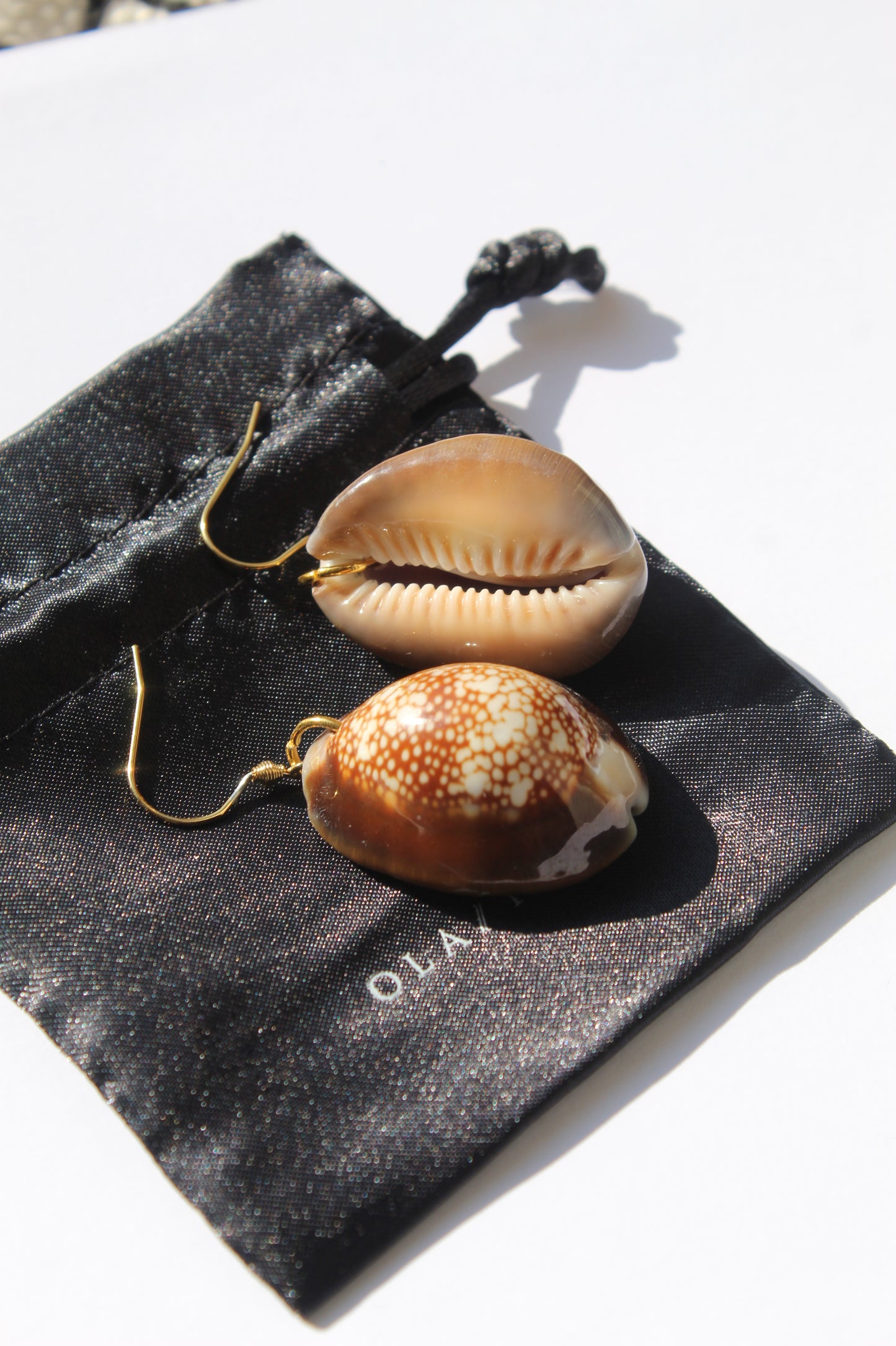 Omari || Brown Cowrie Shell Earrings
