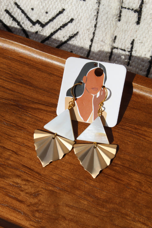 Zawadi || Gold Fan Shell Earrings