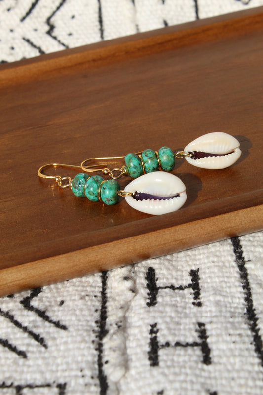 Zahra || Turquoise Shell Earrings
