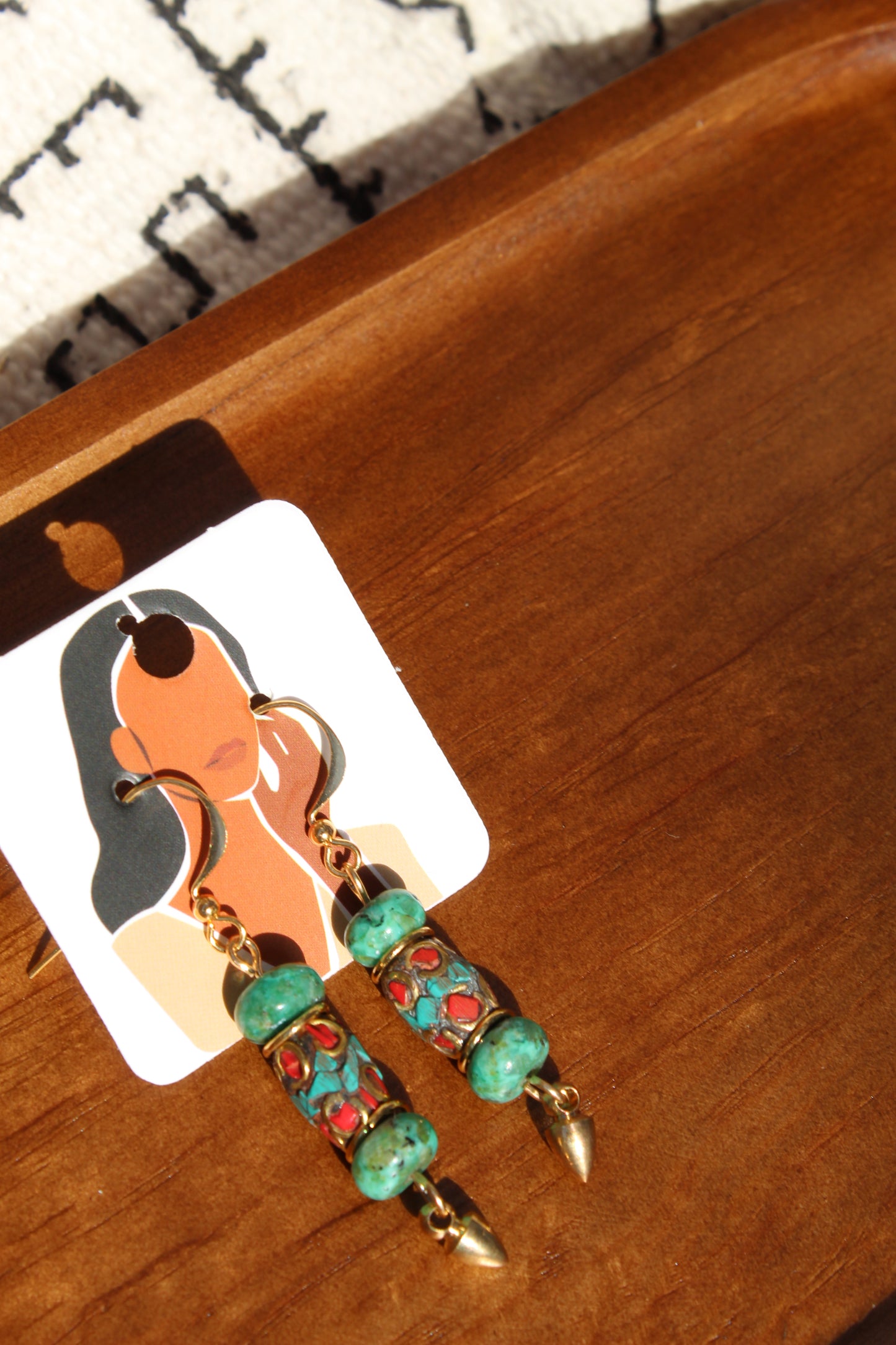 Kenza || Turquoise and Gold Earrings