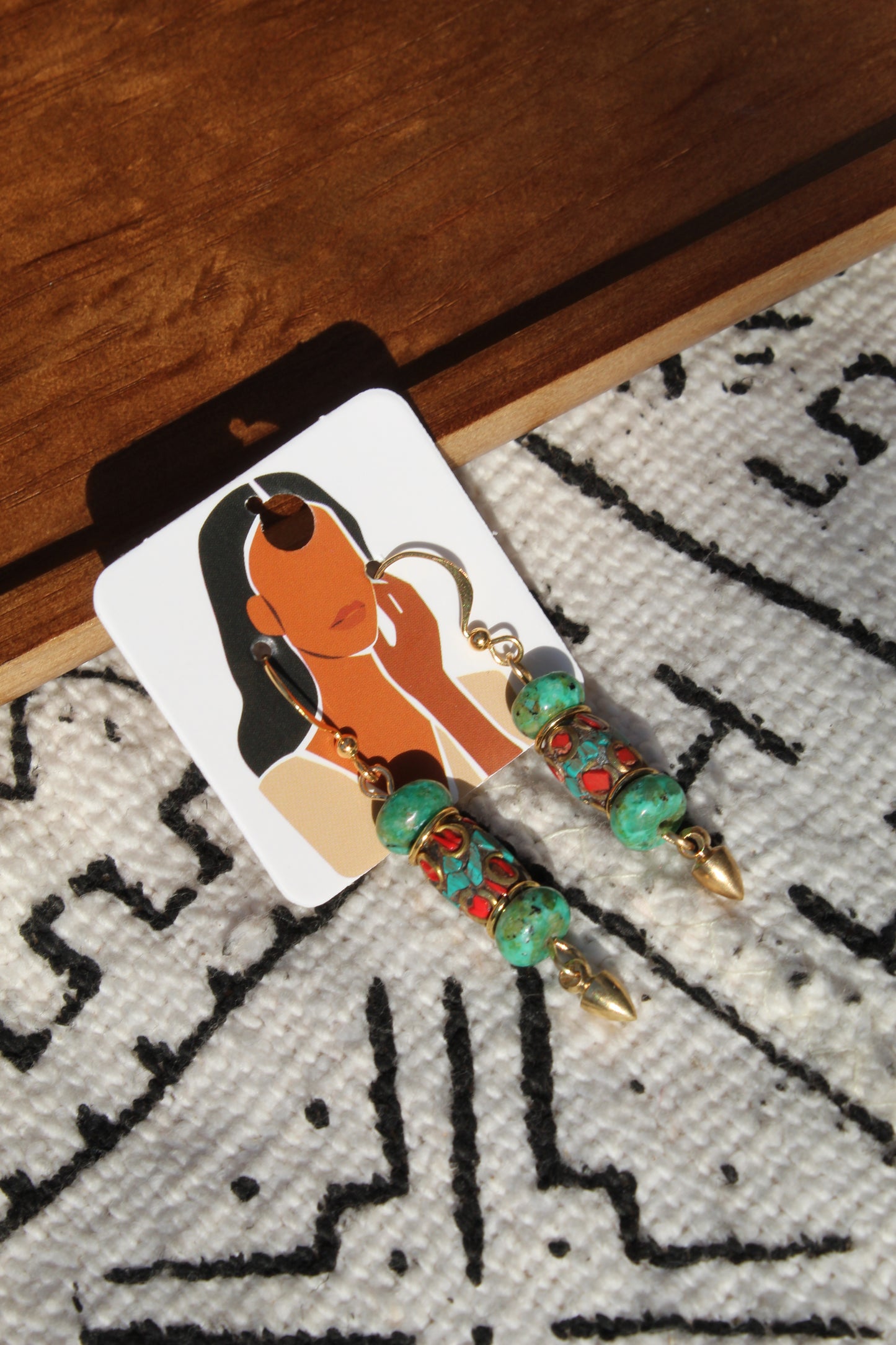Kenza || Turquoise and Gold Earrings